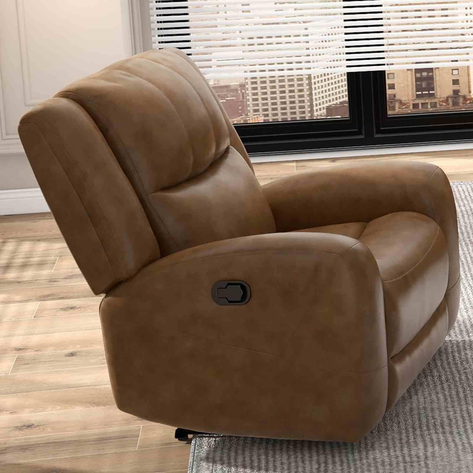 Brown Finish Comfortable Recliner Manual 1Pc