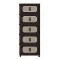 Brown Folding Storage Cabinet Side Cabinet With Wheels Dresser Hallway Cabinet Base Cabinet For Bedroom