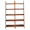 Brown Lean To 5 Tier Shelf Unit Set Set Of 2
