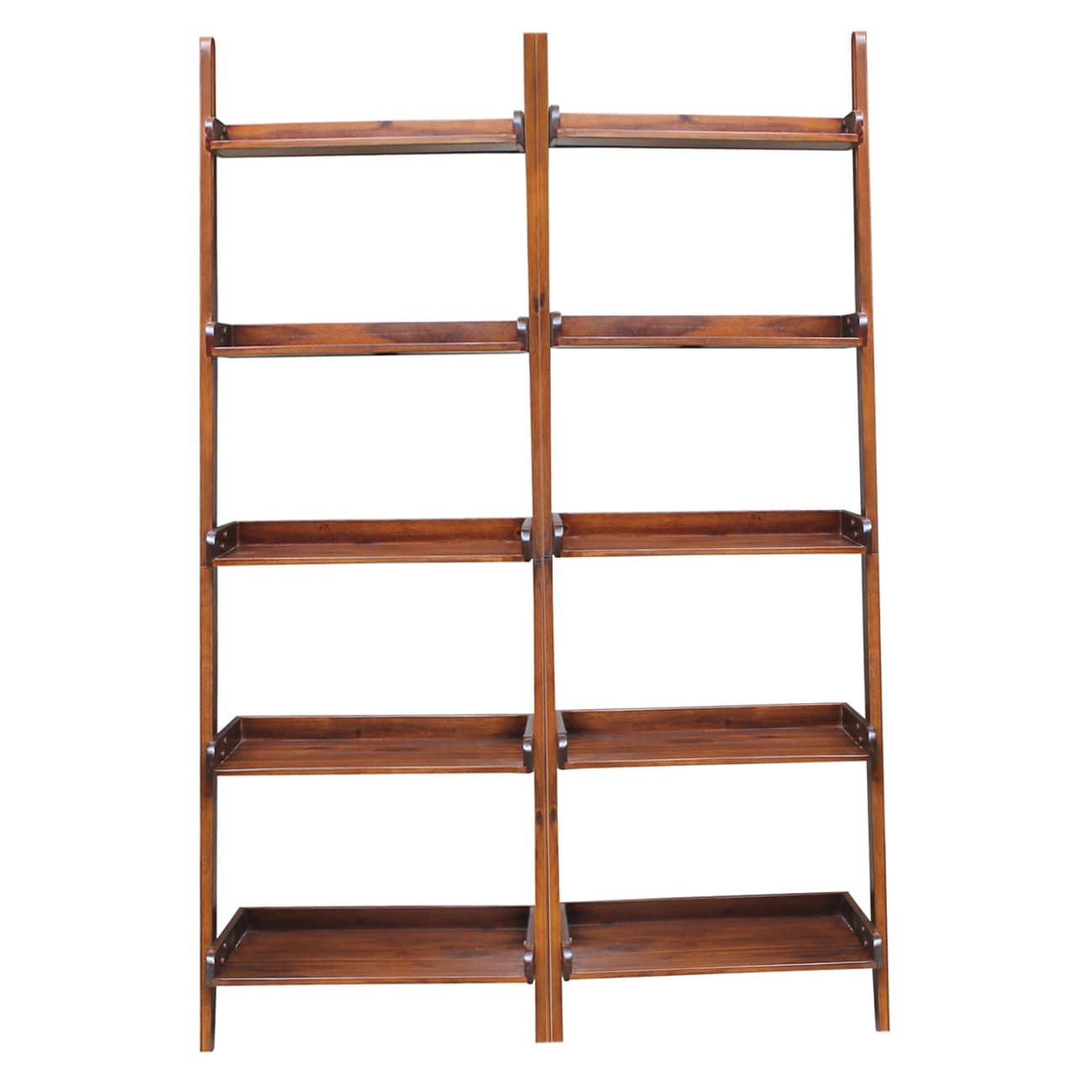 Brown Lean To 5 Tier Shelf Unit Set Set Of 2
