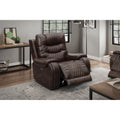Brown Leather Power Recline Chair With Headrest And Footrest