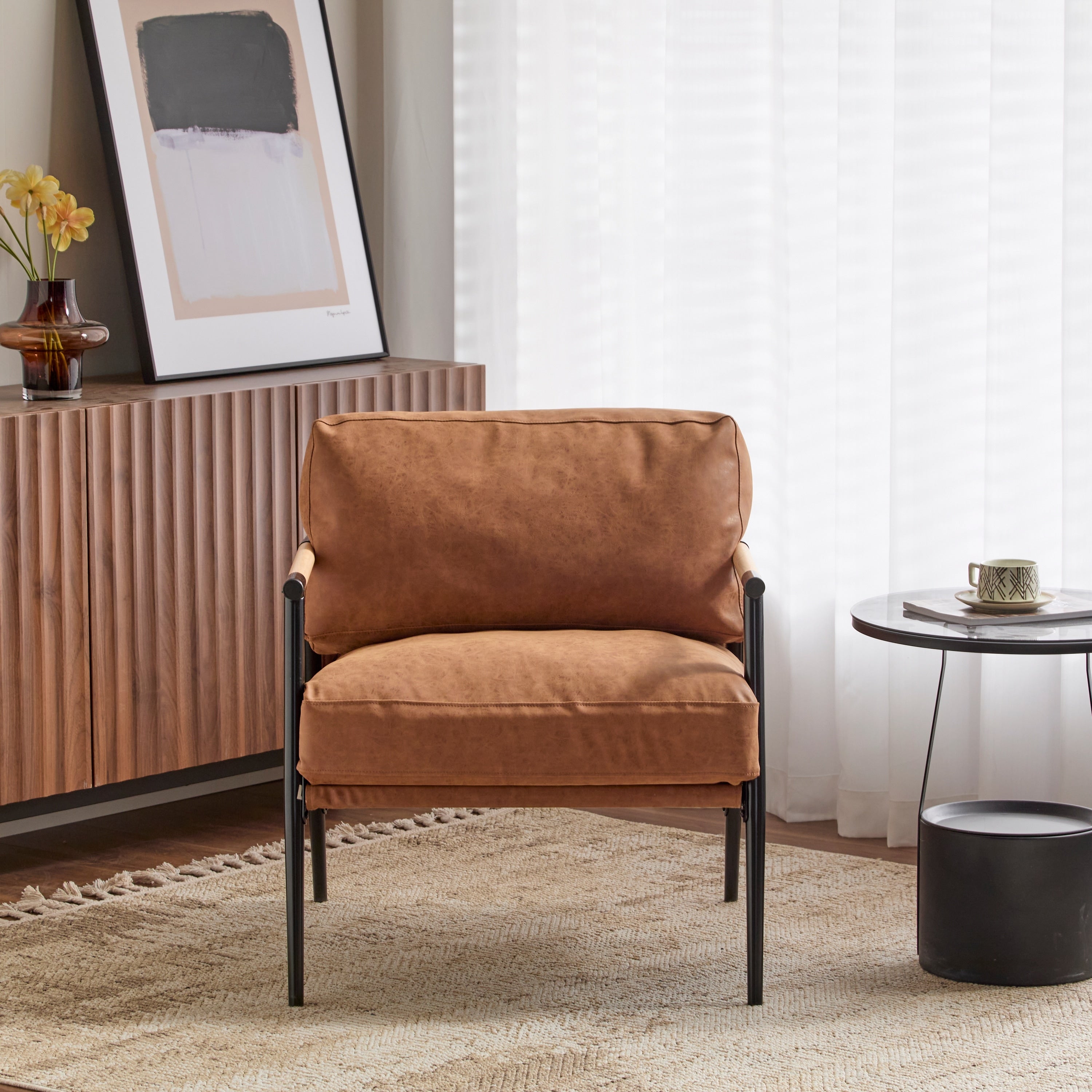 Brown Office Chair Side Chair Coffee Chair Vanity Chair Arm Chair Dressing Chair Leather Chair Leisure Chair