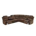 Brown Pineapple Fabric Living Room 3 Piece Intelligent Recliner Sofa Set