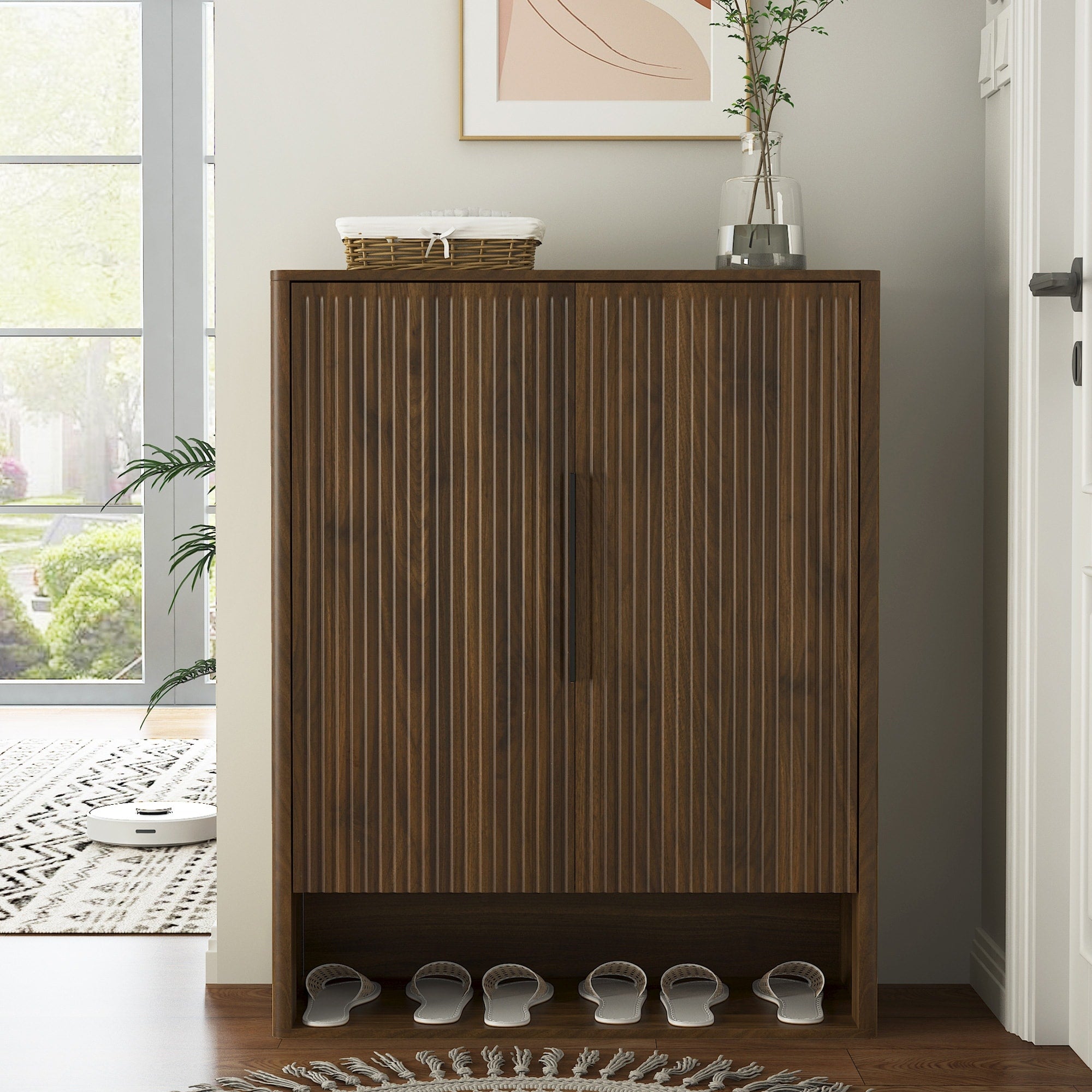 Brown Shoe Cabinet Storage Cabinet With Adjustable Shelves Hallway Cabinet Side Cabinet Entryway Cabinet
