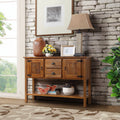 Brown Sideboard Console Table With 2 Drawers And Cabinets Buffet Server Cabinet Storage Cabinet With Bottom Shelf