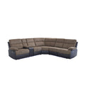 Brown Stripe Fabric And Black Technical Fabric Living Room 3 Piece Recliner Intelligent Sofa Set