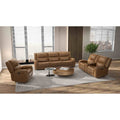 Brown Top Grain Leather Comfortable Manual Recliner Living Room Set