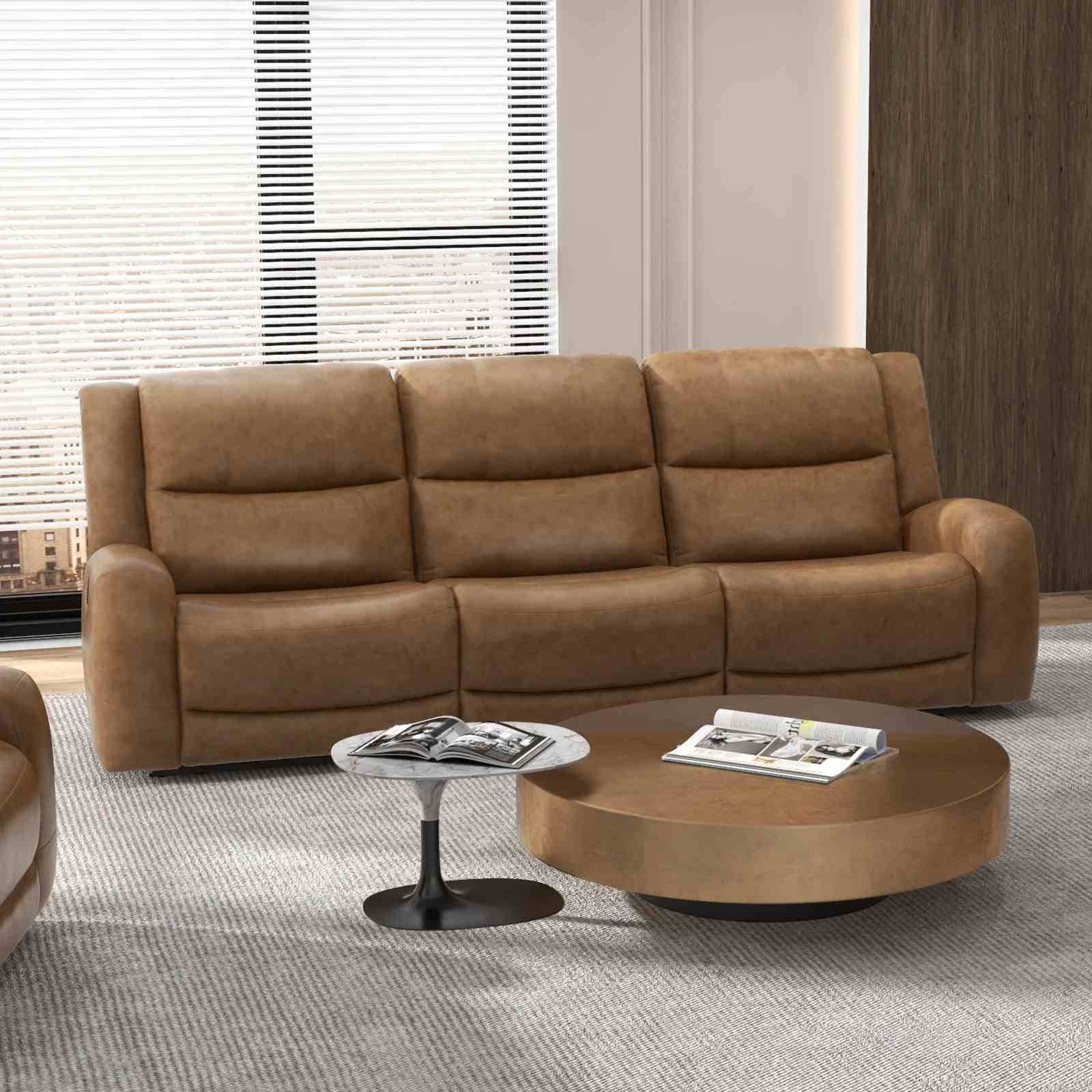 Brown Top Grain Leather Comfortable Recliner Sofa 1Pc