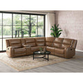 Brown Top Grain Leather Contour Arm 1Pc Motion Recliner Sectional