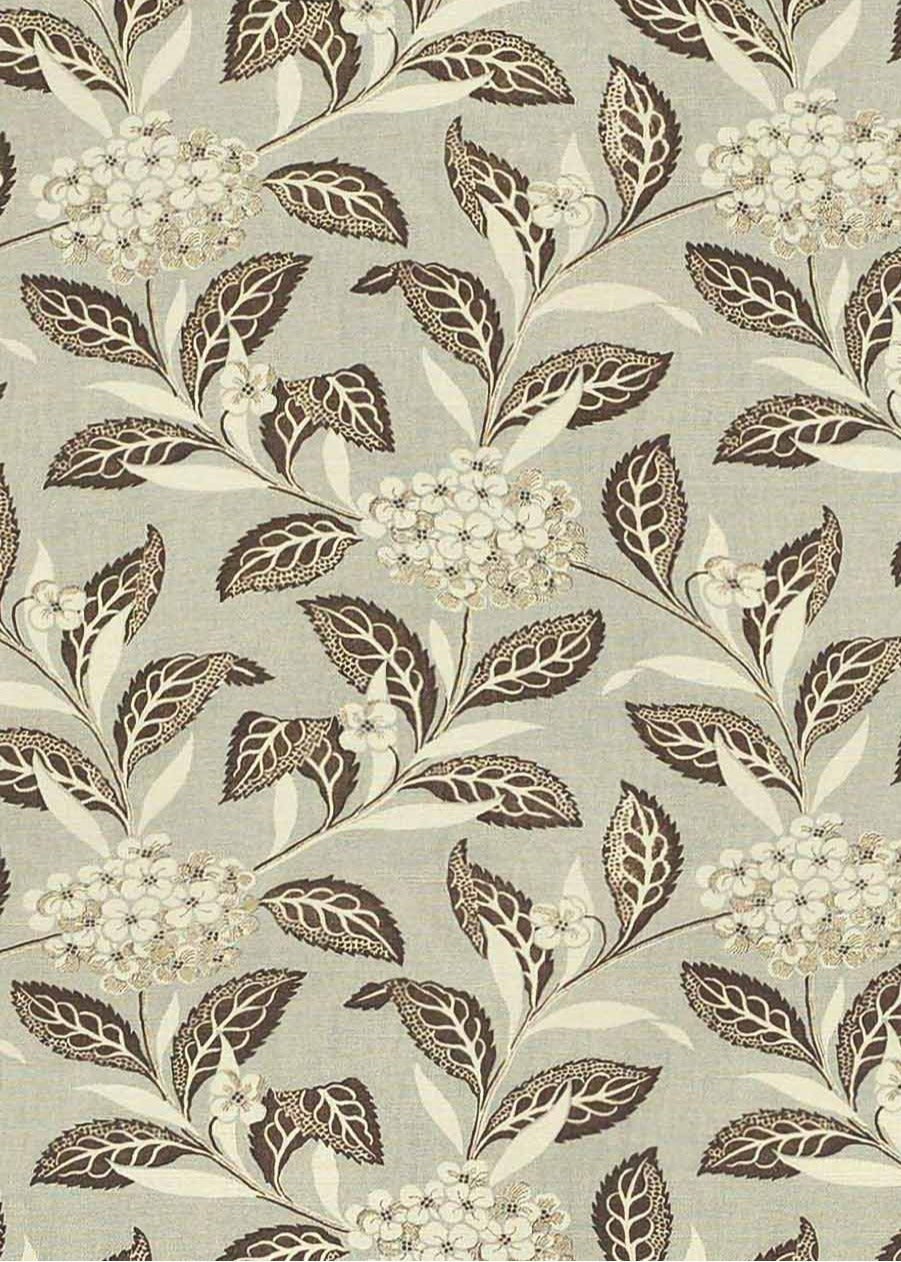 Winifred Linen Fabric Swatch, Brown and Celadon