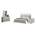Broy 5Pc Queen Bedroom Set Led Bookcase Headboard 2 Nightstands Silver