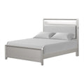 Broy Queen Size Bed W Led Bookcase Headboard Champagne Silver Veneer