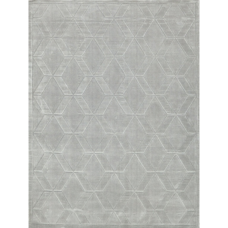 Brunello Modern Handloomed Silky Nylon Light Silver Area Rug