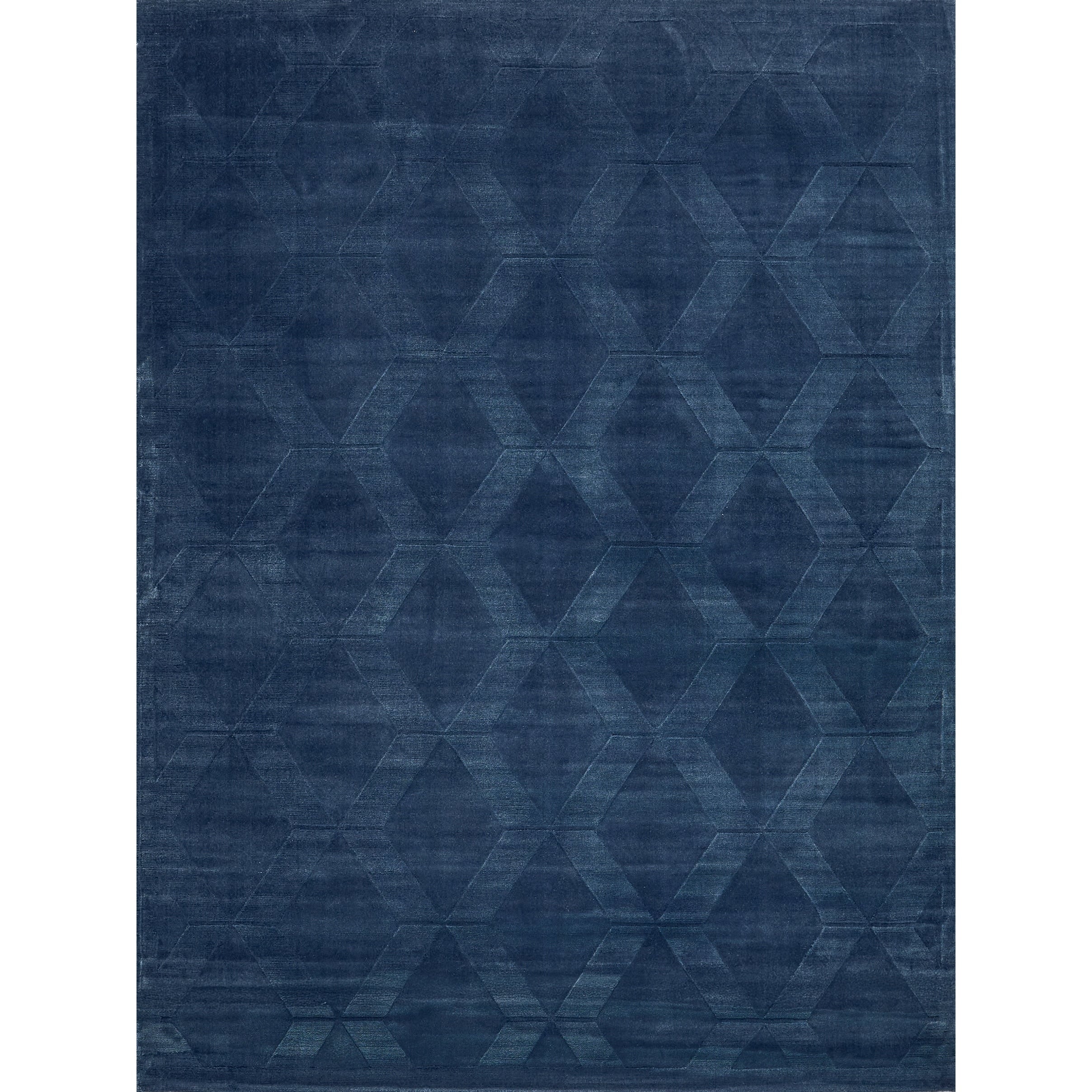 Brunello Modern Handloomed Silky Nylon Navy Area Rug