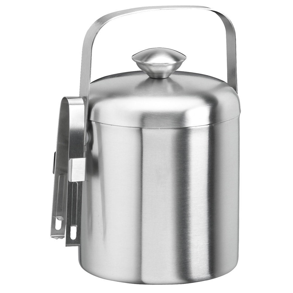 1.5 Quart Brushed Stainless Steel Ice Bucket With Tongs