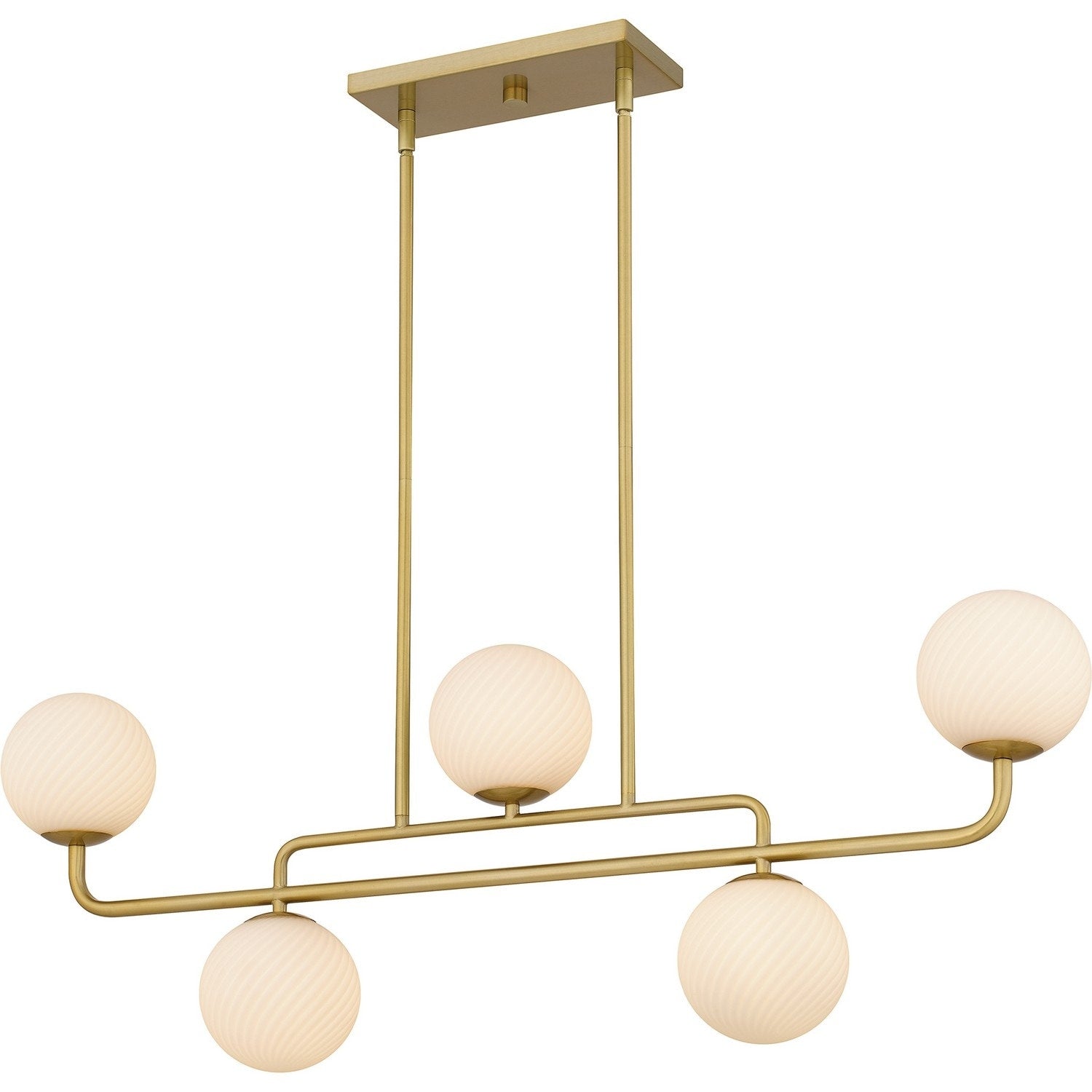 Brushed Gold Five Light Linear Chandelier From The Regis Collection