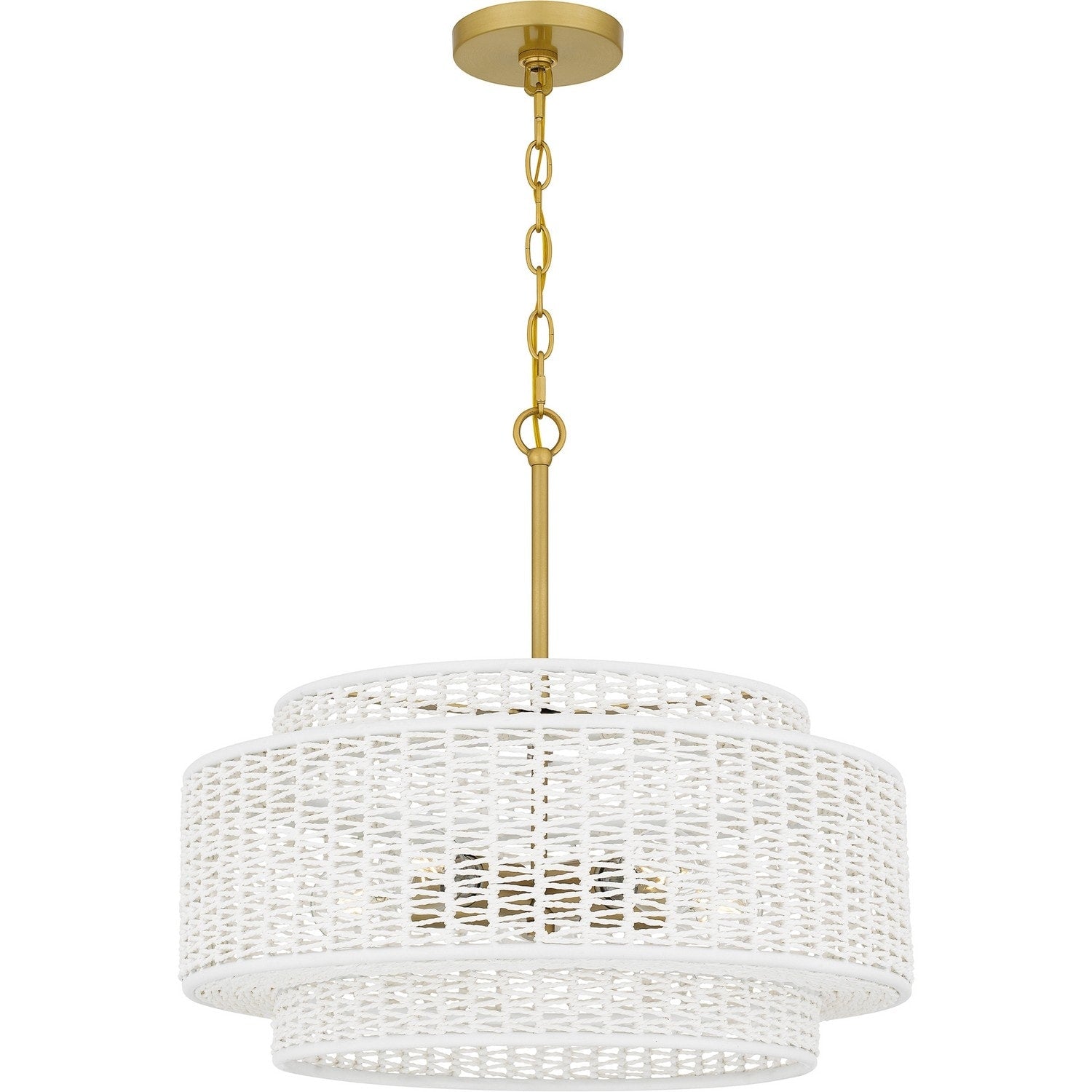 Brushed Gold Five Light Pendant From The Quoizel Pendant Collection