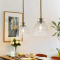 Brushed Gold Hammered Glass Pendant Light Adjustable E26 2 Pack