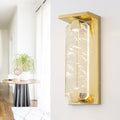 Brushed Gold Led Wall Sconce Hexagonal Clouded Glass Panel Dimmable