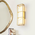 Brushed Gold Led Wall Sconce With White Alabaster Resin Shade