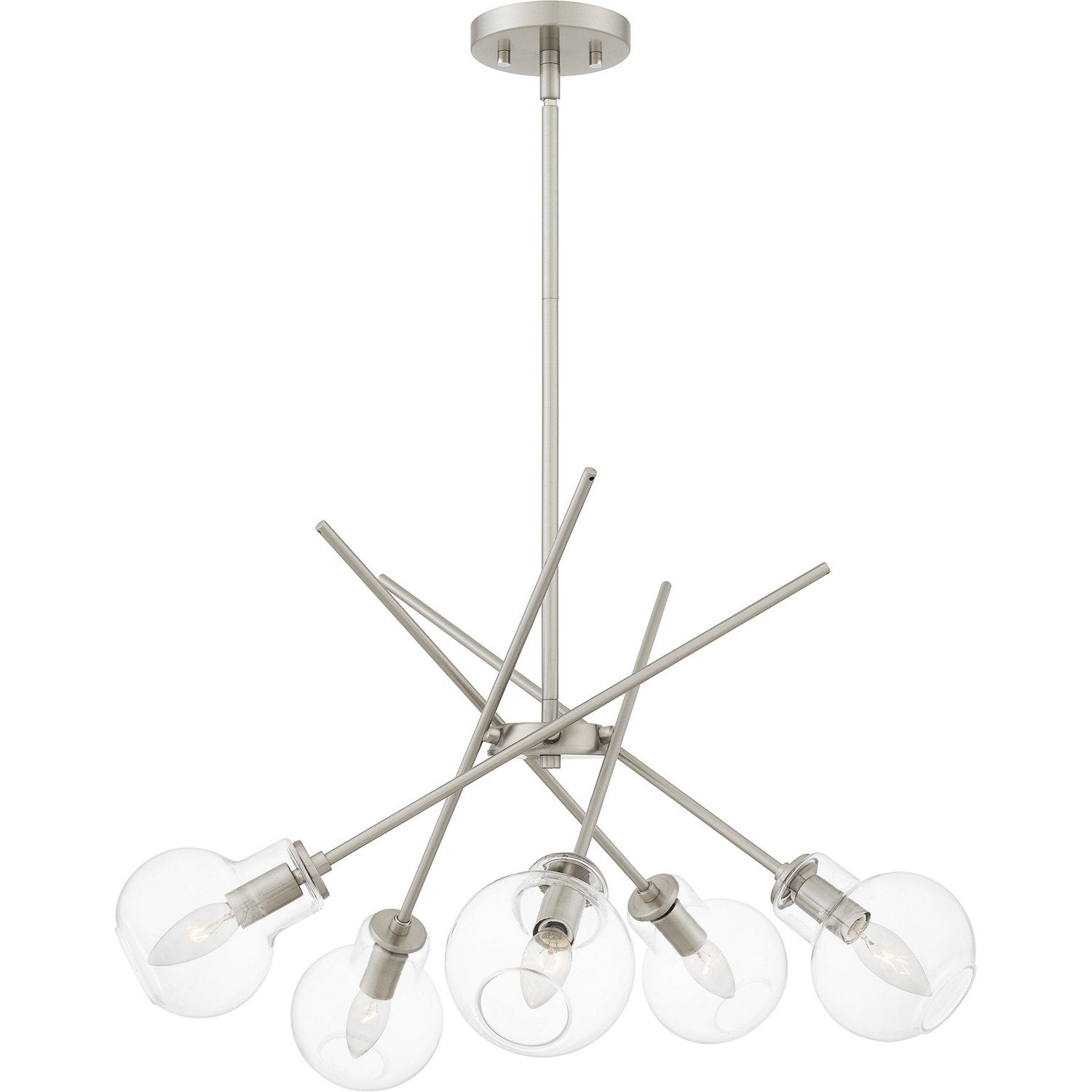 Brushed Nickel Five Light Chandelier From The Asha Collection