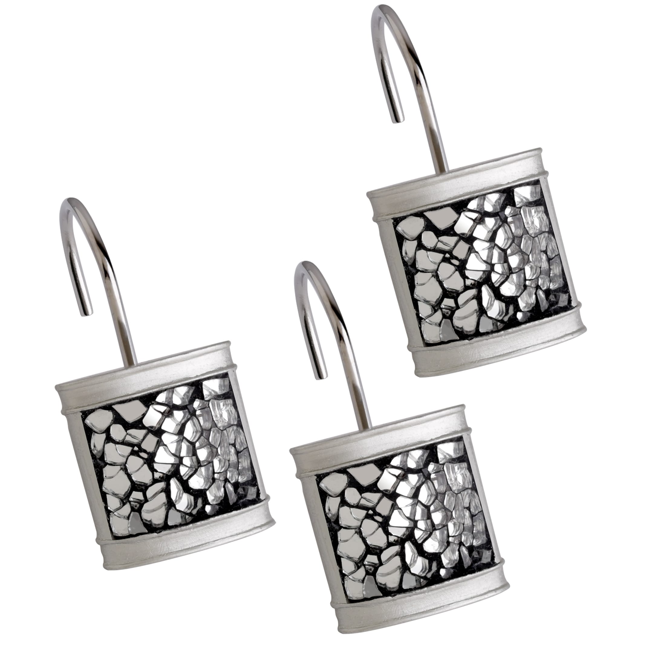 Brushed Nickel Shower Curtain Hooks Set Of 12 Silver