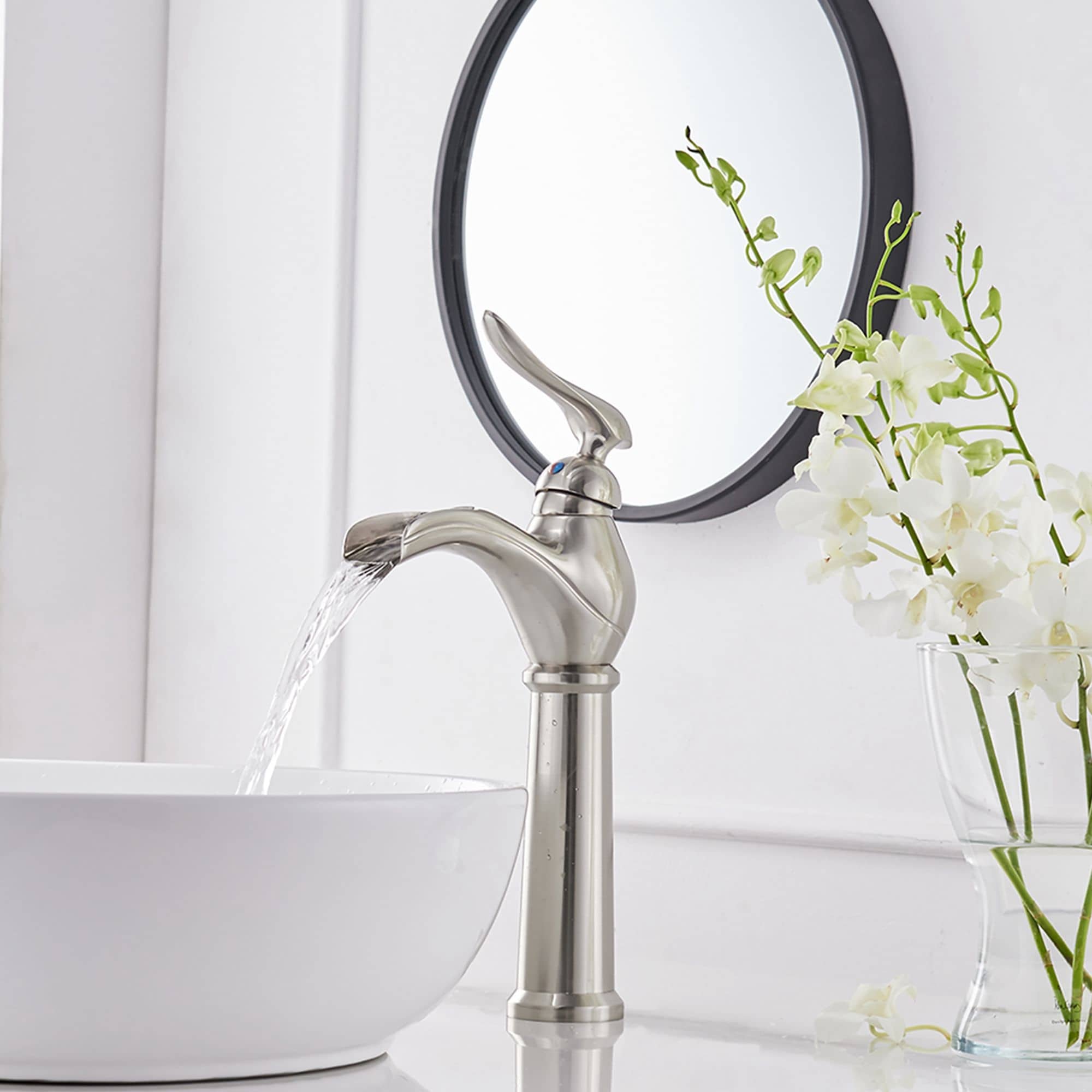 Brushed Nickel Vessel Sink Faucet Bathroom Faucet Drain With Assembly