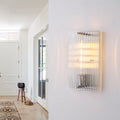 Brushed Nickel Wall Sconce Half Cylinder Fluted Clear Glass Shade