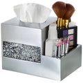 Brushed Nickle Tissue Box Cover Multi Function Organizer Silver