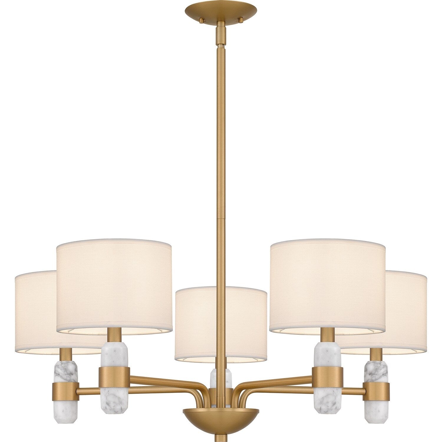 Brushed Weathered Brass Five Light Chandelier From The Kimberly Collection