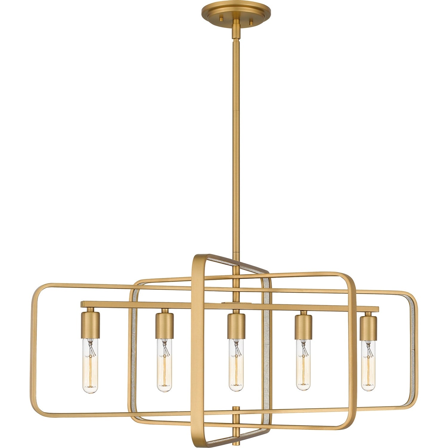 Brushed Weathered Brass Five Light Island Chandelier From The Dupree Collection