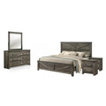 Bry 5Pc Farmhouse Queen Complete Bedroom Set Rustic Gray 2 Nightstands