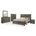 Bry 5Pc Farmhouse Queen Complete Bedroom Set Rustic Gray Tall Dresser