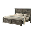 Bry King Size Bed W Chevron Panel Headboard Rustic Gray Wood Frame