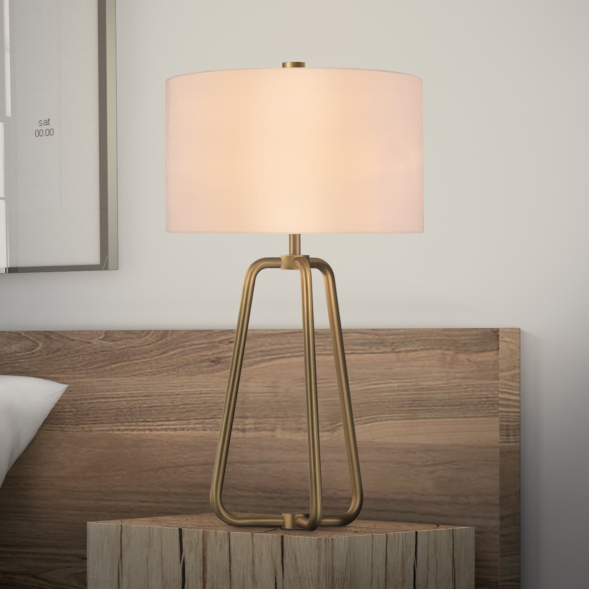 Bryan Table Lamp In Golden Antique Brass Finish With Linen Shade
