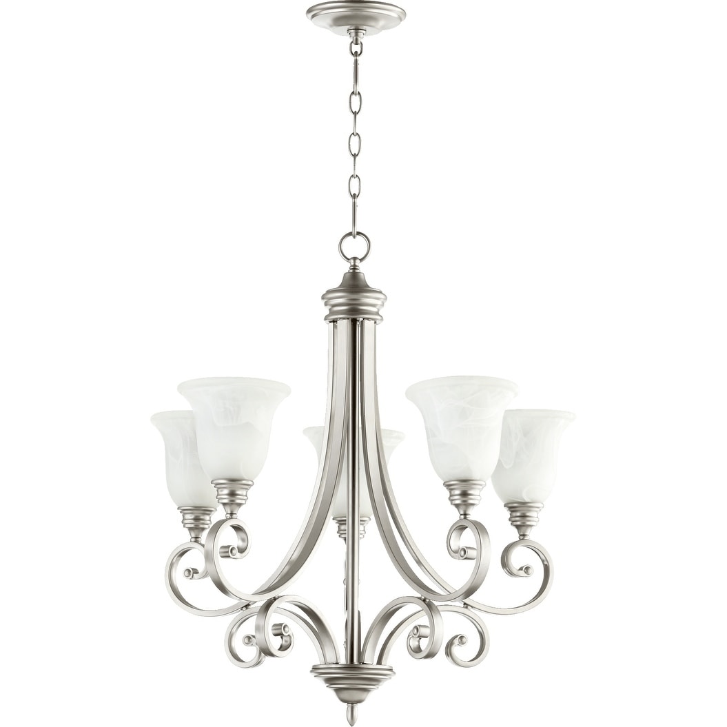 Bryant Classic Nickel And Faux Alabaster 5 Light Chandelier