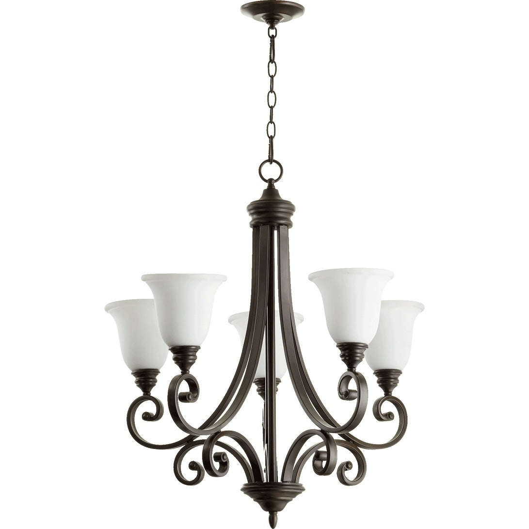 Bryant Oiled Bronze And Satin Opal 5 Light Chandelier