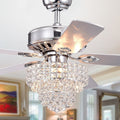 Bryanya 5 Blade 52 Inch Chrome Lighted Remote Control Ceiling Fans With Crystal Shade