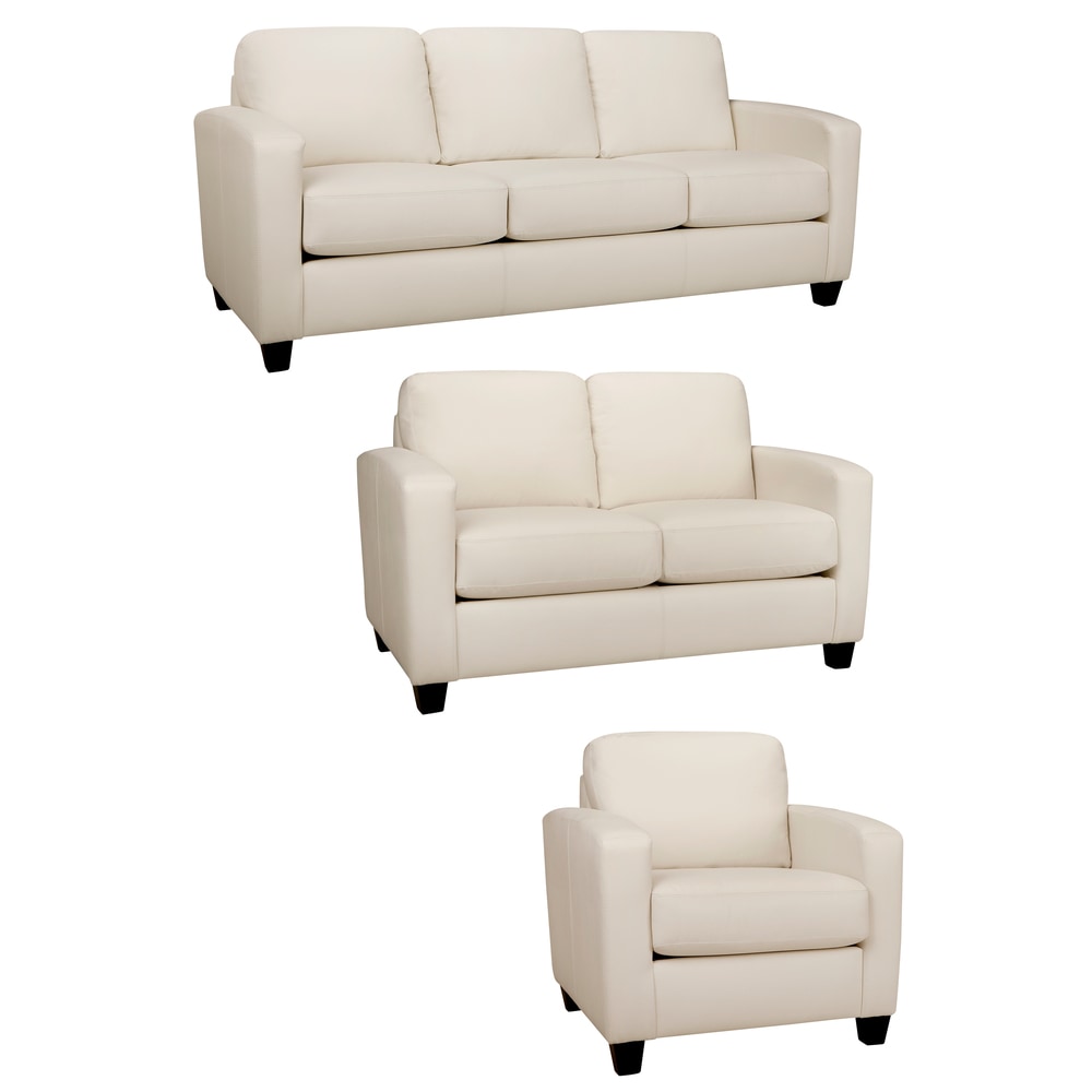 Bryce White Italian Leather Sofa Loveseat And Chair