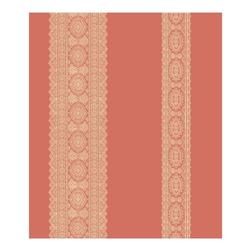 Brynn Coral Paisley Stripe Wallpaper 20.5In X 396In X 0.025In