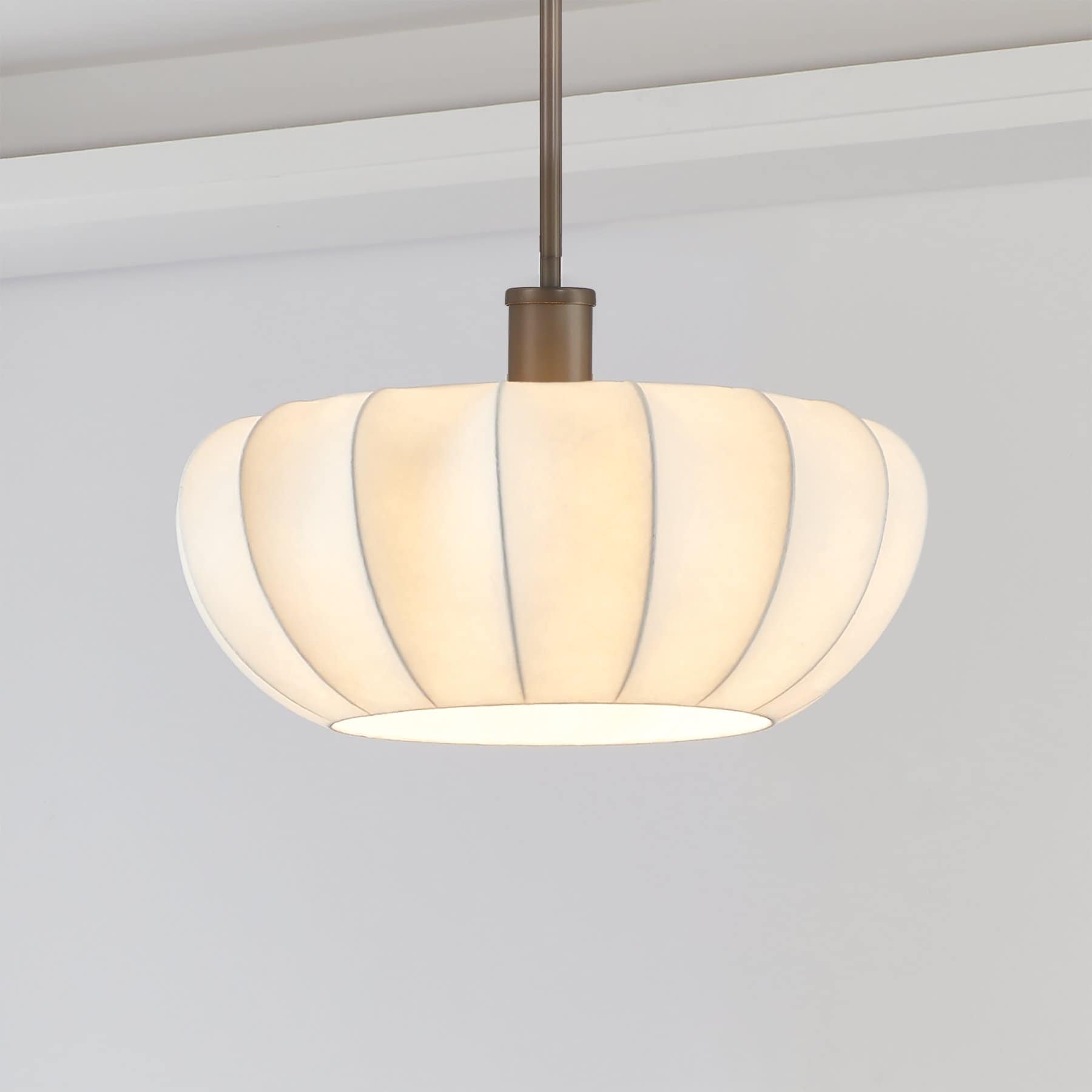 Bryony 22 Inch 4 Light Forged Bronze Convertible Pendant With White Synthetic Silk Shades