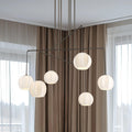 Bryony 48 Inch 6 Light Forged Bronze Chandelier With White Synthetic Silk Shades L 48 X W 48 X H 32.5 X M H 87.25