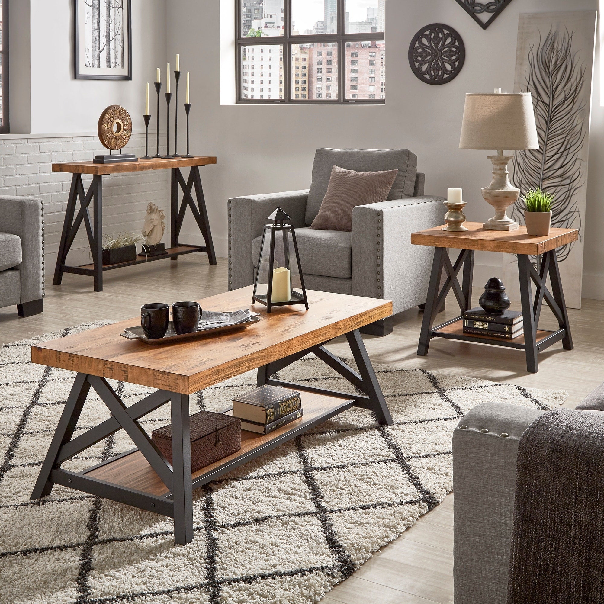 Bryson Rustic X Base Accent Tables By Inspire Q Classic