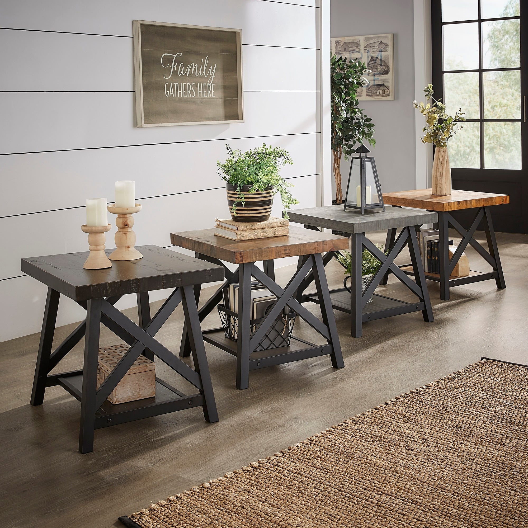 Bryson Rustic X Base End Table With Shelf By Inspire Q Classic.