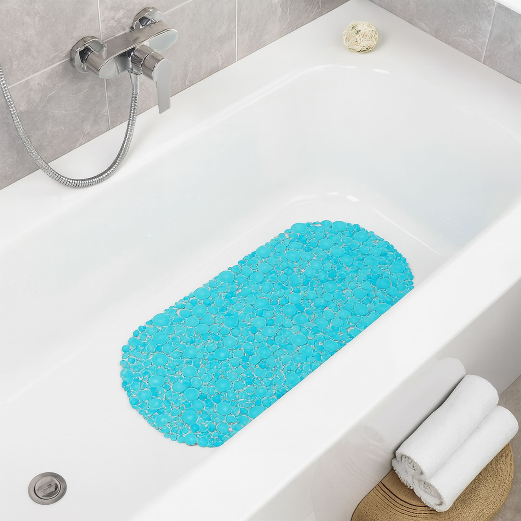 Non Skid Bath Shower Oval Bubbles Bath Mat 27 X 14