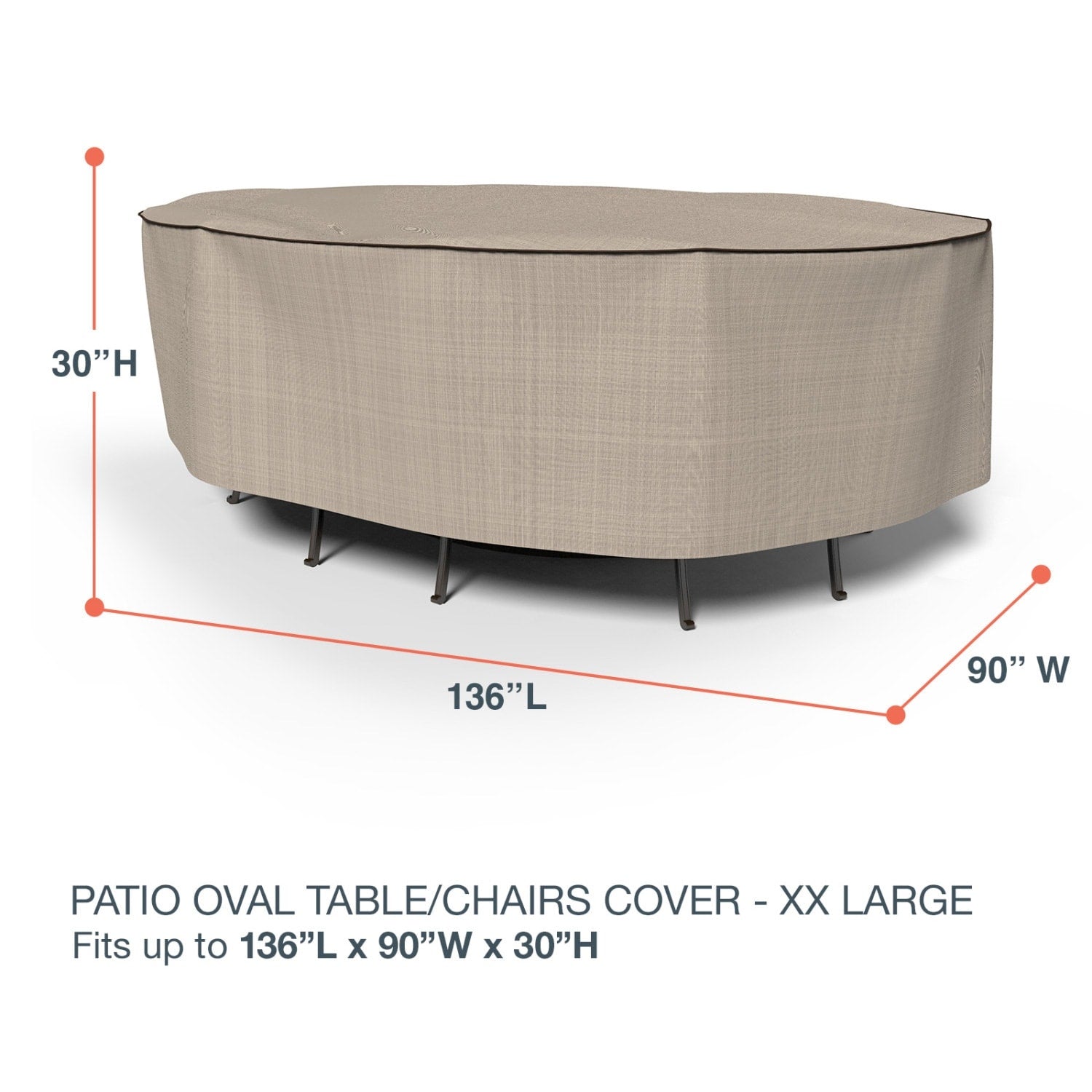 Budge Oval Waterproof Outdoor Patio Table And Chairs Combo Cover Neverwet Mojave Black Ivory Multiple Sizes