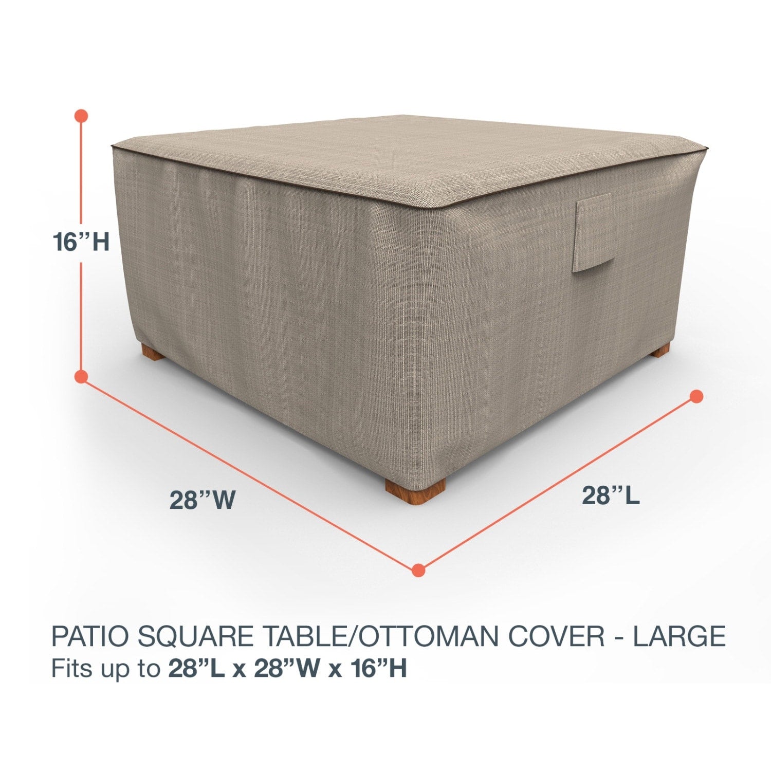 Budge Square Waterproof Outdoor Patio Table Cover Ottoman Cover Neverwet Mojave Black Ivory Multiple Sizes