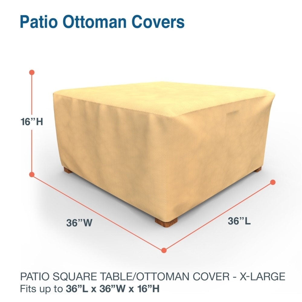 Budge Water Resistant Outdoor Square Patio Table Cover Ottoman Cover All Seasons Nutmeg Multiple Sizes