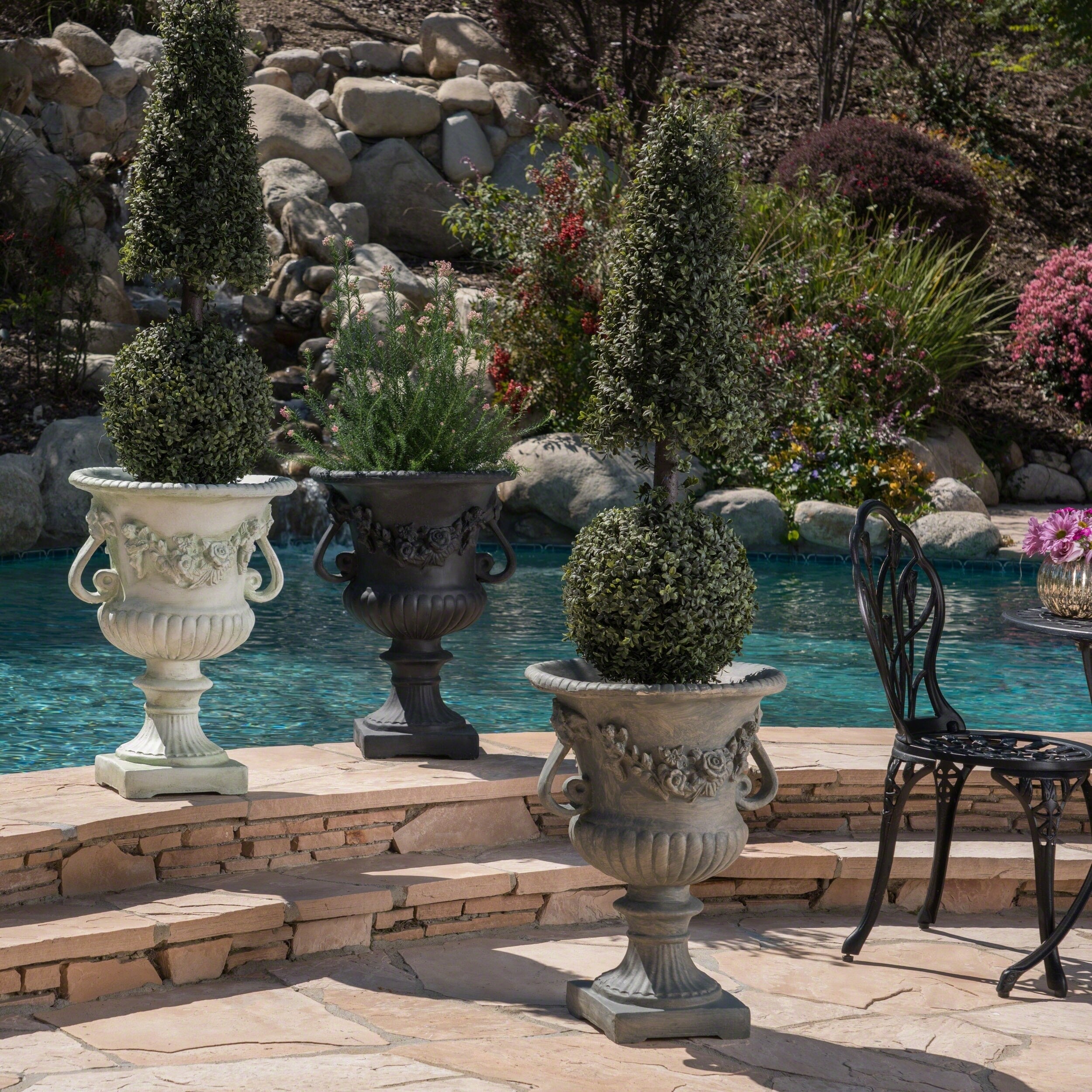 Buena Vista Outdoor 24 Inch Cast Stone Urn By Christopher Knight Home