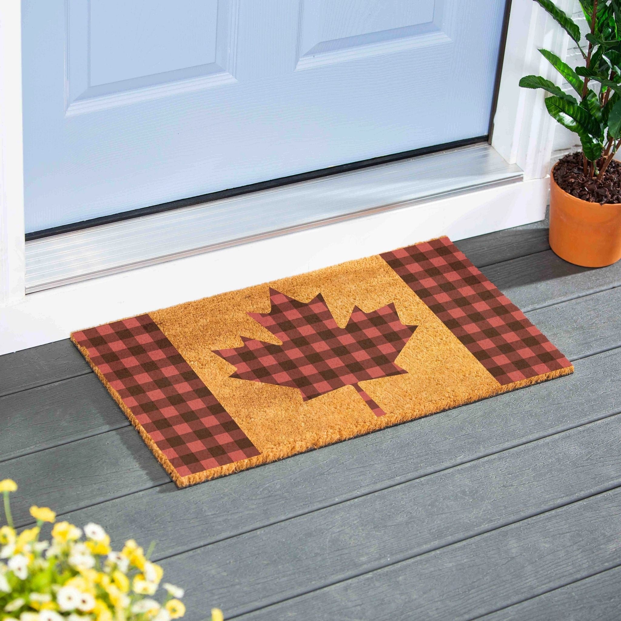 Buffalo Check Maple Leaf Coir Door Mat 28 X 16 28 X 16